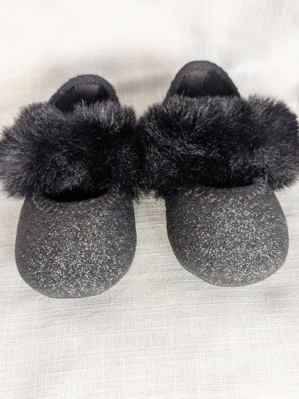 UGG BABY FLUFF GLITTER BALLET FLAT BLACK SHOES US 02/03 INFANT 3-9 MONTHS